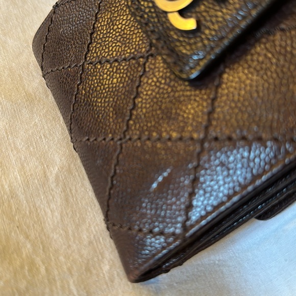 Chanel brown caviar leather compact wallet/coin, full set with original receipt - Picture 12 of 12